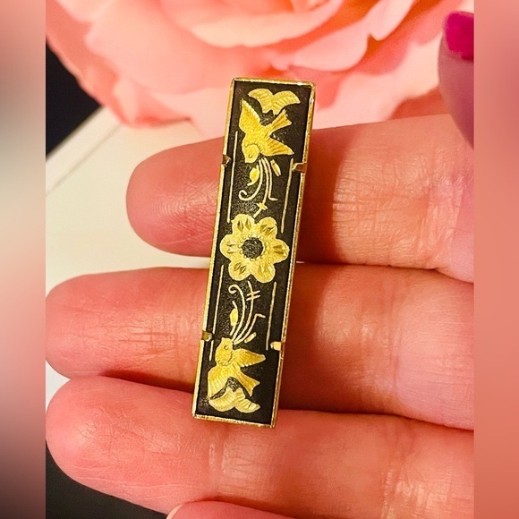 Vintage Damascene Tie Bar/ Money Clip - Picture 3 of 10